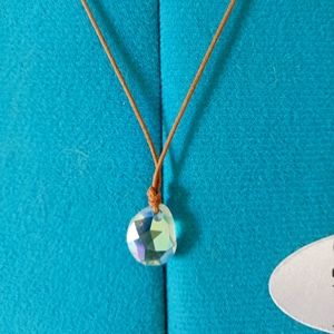 Swarovski Galet crystal on leather cord necklace